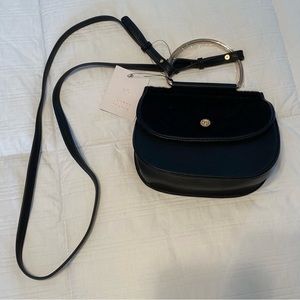 LC Lauren Conrad Velvet/Faux Leather Crossbody Bag NWT